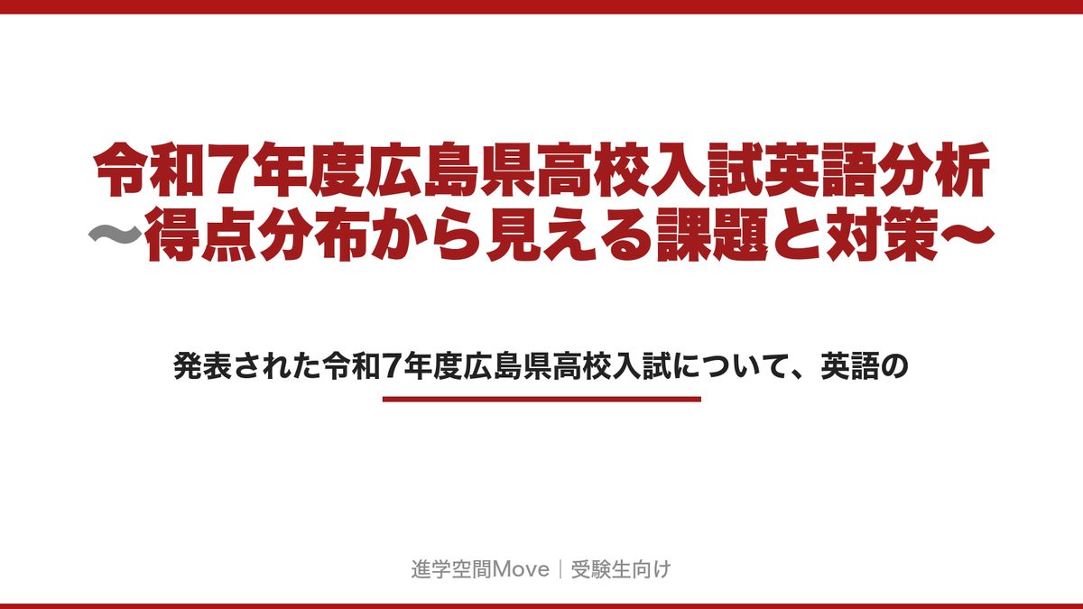 令和7年度広島県高校入試英語分析～得点分布から見える課題と対策～