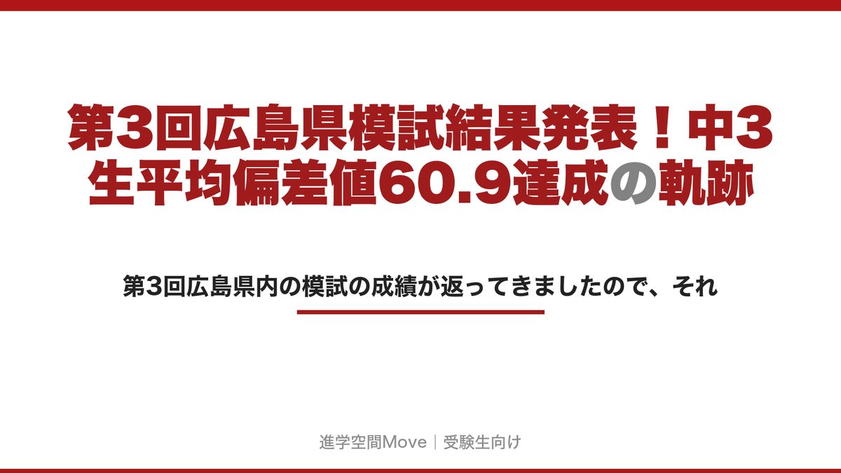 第3回広島県模試結果発表！中3生平均偏差値60.9達成の軌跡