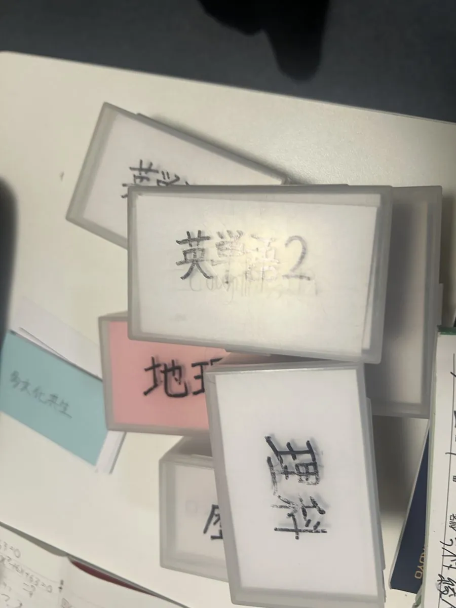生徒が使っている情報カードとカードケース