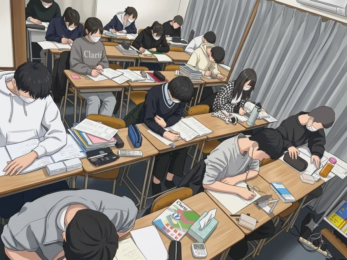 進学空間Moveの教室で大勢の生徒が集中して勉強している様子